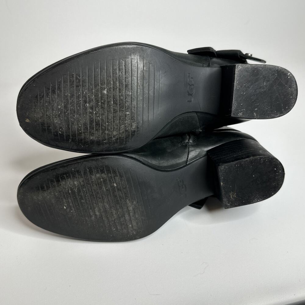 Ugg Elysian Leather Black Ankle Heel Boots Booties Size US 6.5 Womens EUC - Picture 14 of 16